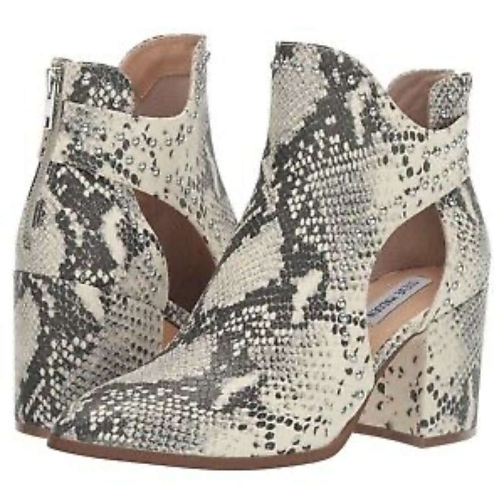 Steve Madden Studded Snake Skin Cut Out Block Heel Bootie